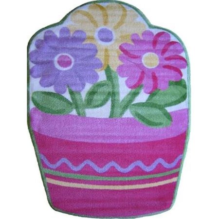 LA RUG, FUN RUGS LA Rug FTS-135 3958 Fun Time Shape Flower Pot High Pile Rug - 39 x 58 Inch FTS-135 3958